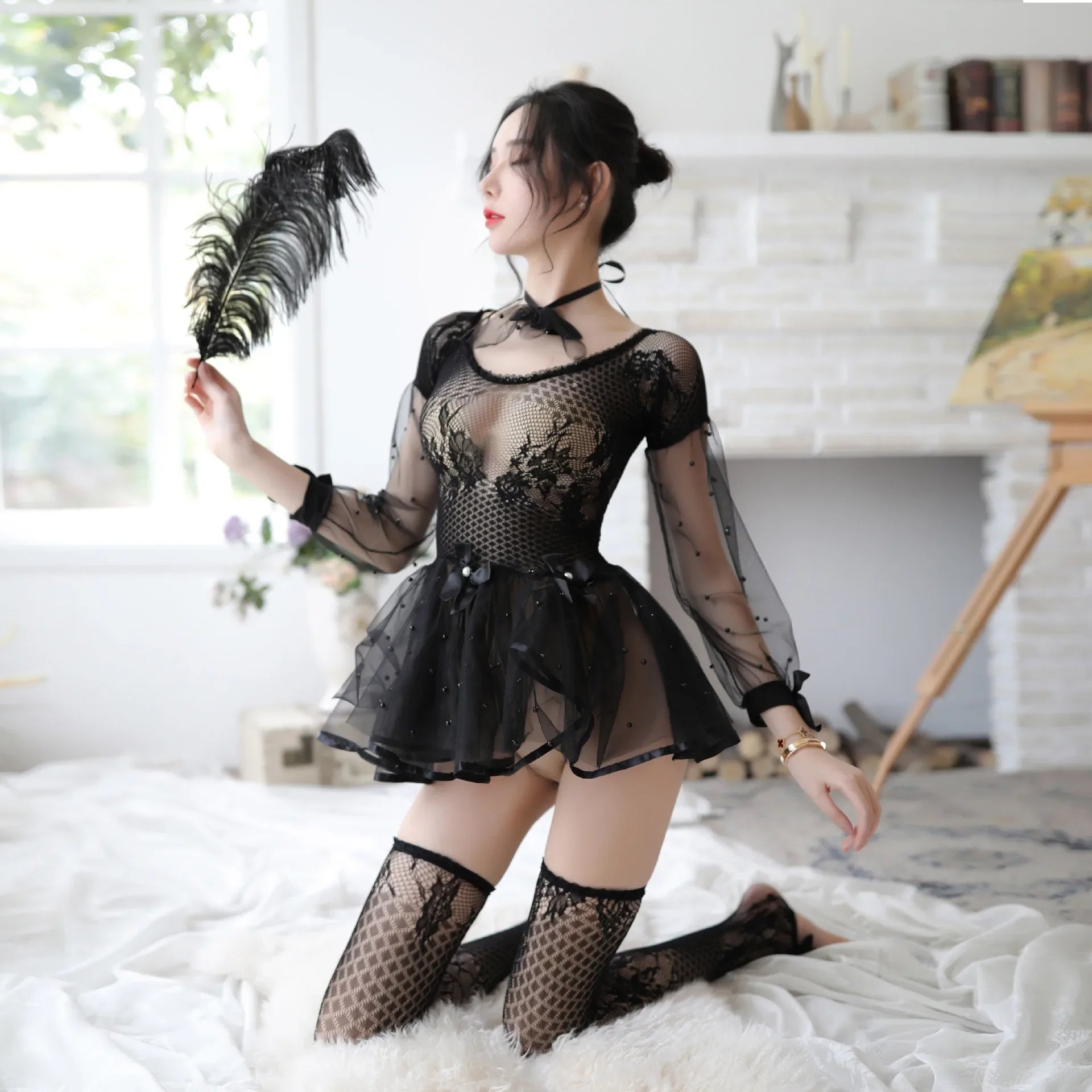 Lingerie sexy femme dentelle nuit babydoll costume cosplay.