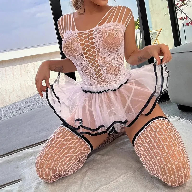 Lingerie sexy femme dentelle nuit babydoll costume cosplay.